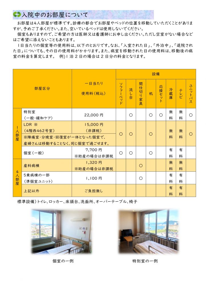 入院中のお部屋