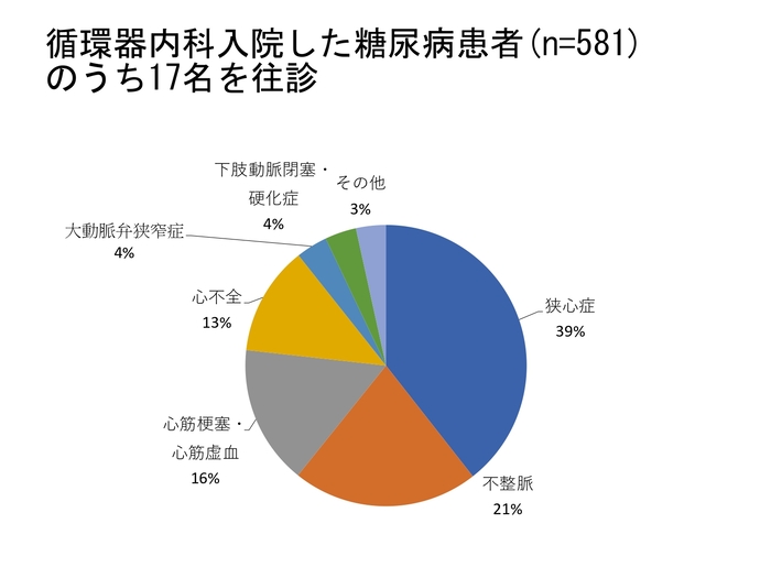 脳外科へ入院した糖尿病患者の往診者比率円グラフ